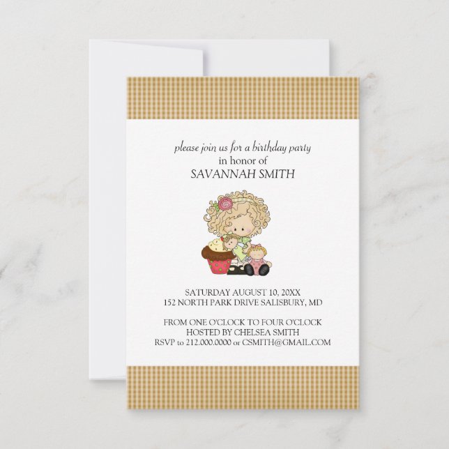 Convites de aniversário para uma garota (Frente)