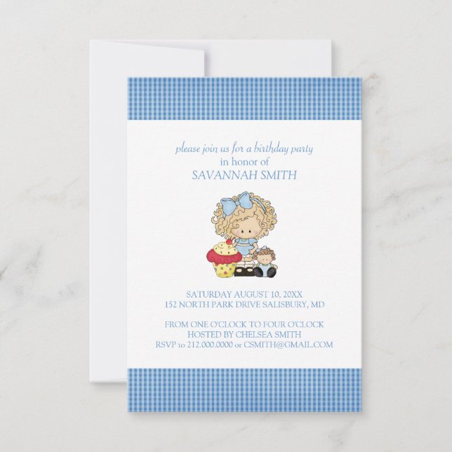 Convites de aniversário para uma garota (Frente)