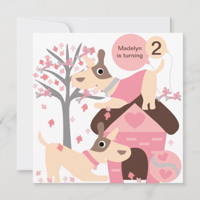 Convites de Aniversário Personalizados de Cão-de-A (Frente)