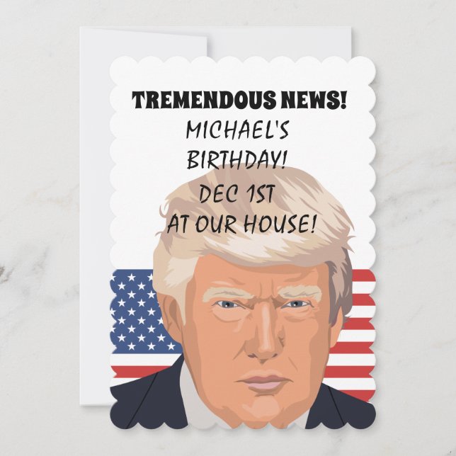 CONVITES DE ANIVERSÁRIO PERSONALIZADOS DE TRUMP DO (Frente)