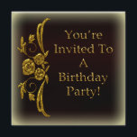 Convites de aniversário personalizados Dourados<br><div class="desc">Nossos convites podem ser facilmente personalizados como um belo convite de aniversário para aquele evento especial de aniversário. Personalize nossos convites com sua cor e estilo de fonte favoritos e todas as informações importantes de festa de aniversário para seus convidados. Crie o convite de aniversário perfeito para o seu evento...</div>