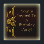 Convites de aniversário personalizados Dourados<br><div class="desc">Nossos convites podem ser facilmente personalizados como um belo convite de aniversário para aquele evento especial de aniversário. Personalize nossos convites com sua cor e estilo de fonte favoritos e todas as informações importantes de festa de aniversário para seus convidados. Crie o convite de aniversário perfeito para o seu evento...</div>