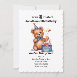 Convites de aniversário personalizados Teddy