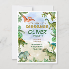 Convites de Aniversário Postais do Dinossauro Dino