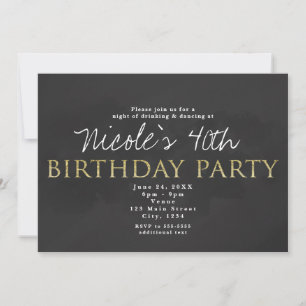 Convites de Aniversário Preto e Dourado