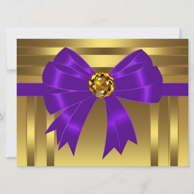 Convites de Aniversário Roxo Dourado (Frente)