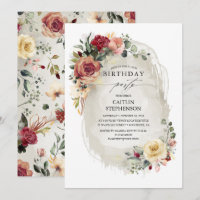 Convites de Aniversário Rustic Bloom Elegante