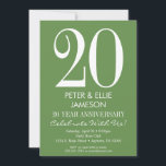 Convites de Aniversário Simples Modernos em Verde<br><div class="desc">Um convite de aniversário simples e moderno em verde musgo e branco. Perfeito para aniversários de casamento marcantes como 5º,  10º,  15º,  20º,  25º,  30º,  35º,  40º,  45º,  50º,  55º,  60º ... ou qualquer ano!</div>
