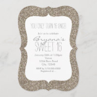 Convites de Aniversário Sweet 16 Glamour com Brilh