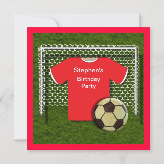 Convites de Aniversário Tema Futebol Vermelho para (Frente)