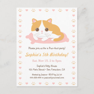 Convites de Aniversário Temáticos de Gato Fofos