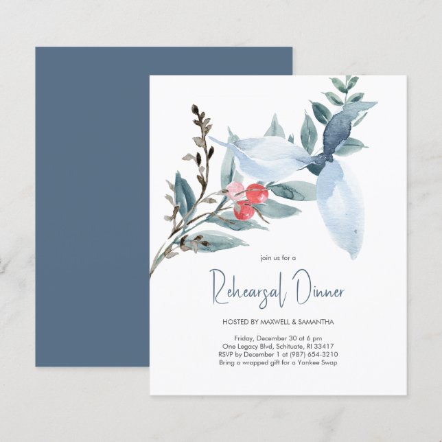 Convites De Aquarela De Casamento De Orçamento (Frente/Verso)