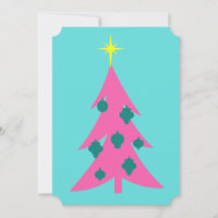 Convites de Árvore de Natal Rosa Personalizáveis