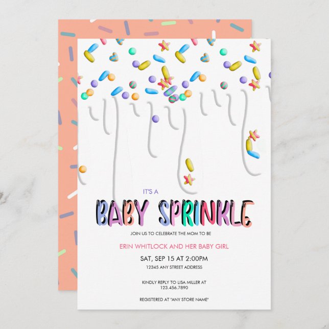 Convites de Baby Sprinkle (Frente/Verso)