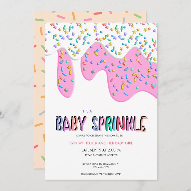 Convites de Baby Sprinkle (Frente/Verso)