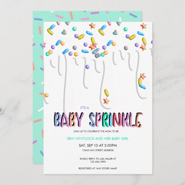 Convites de Baby Sprinkle (Frente/Verso)