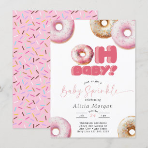 Convites de Baby Sprinkle   Donut   Pink Sprinkle