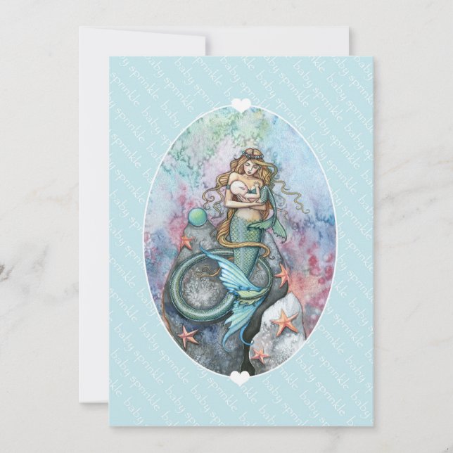 Convites de Baby Sprinkle Mermaid e Bebê (Frente)