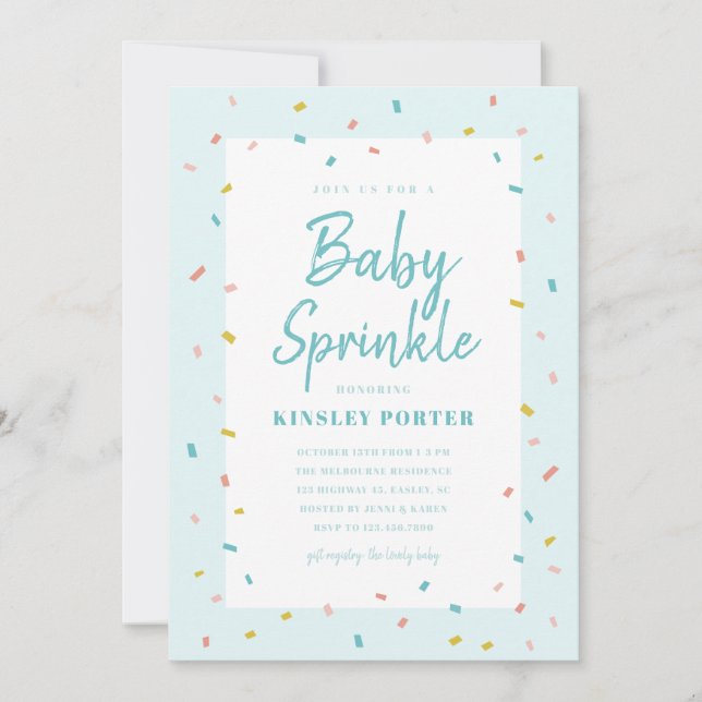 Convites de Baby Sprinkle para Chás de Bebê (Frente)