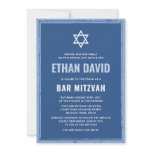Convites de bar azul mitzvah com limite aproximado