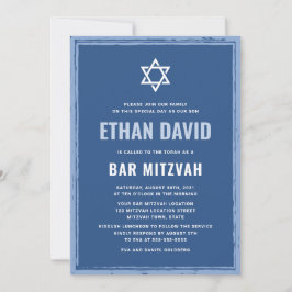 Convites de bar azul mitzvah com limite aproximado
