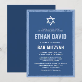 Convites de bar azul mitzvah com limite aproximado