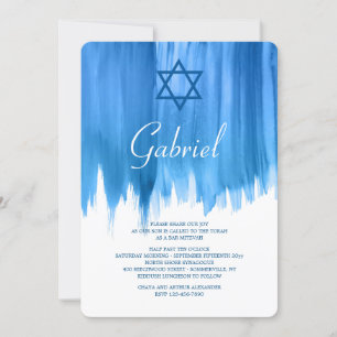 Convites de Bar Mitzvah Azuis Modernos