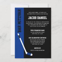 Convites de Bar Mitzvah de Hóquei Preto Azul