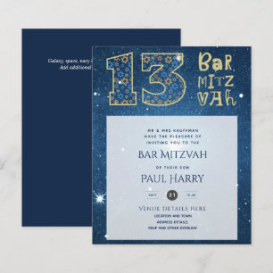 Convites de BAR MITZVAH Modernos Galáxia Azul
