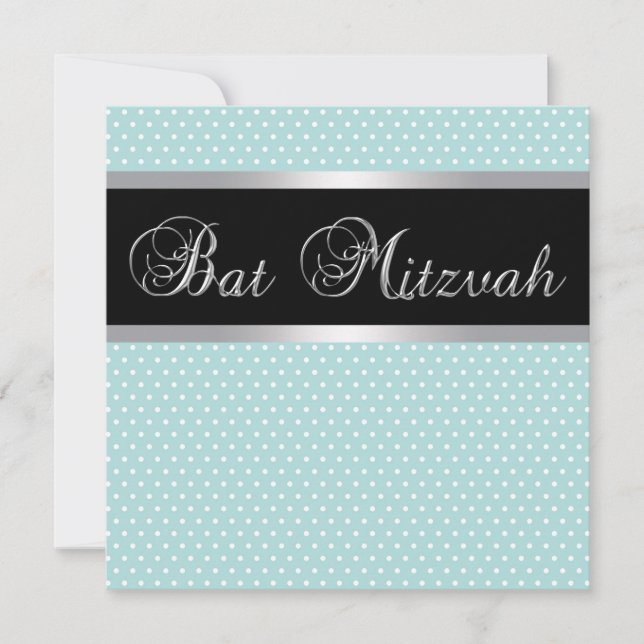 Convites de Bat Mitzvah Azul Turquesa (Frente)