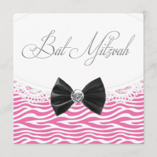 Convites de Bat Mitzvah da Zebra Rosa
