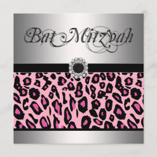 Convites de Bat Mitzvah de Leopardo Rosa