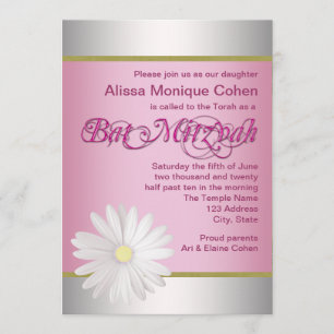 Convites de Bat Mitzvah Margarida Rosa Branca