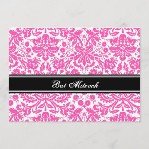 Convites de Bat Mitzvah Preto Rosa
