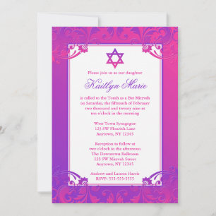 Convites De Bat Mitzvah, Rosa Púrpura