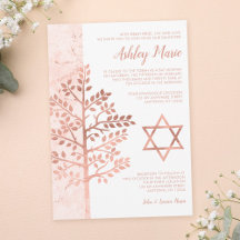 Convites de Bat Mitzvah Rose Gold Árvore da Vida