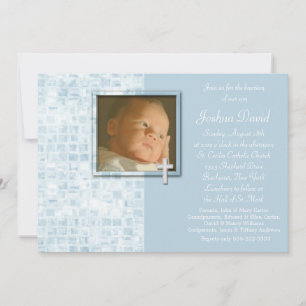 Convites de Batismo com Foto Baby Blue