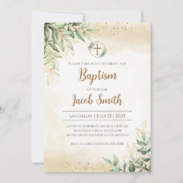 Convites de Batismo com Verde para Batizado de Men