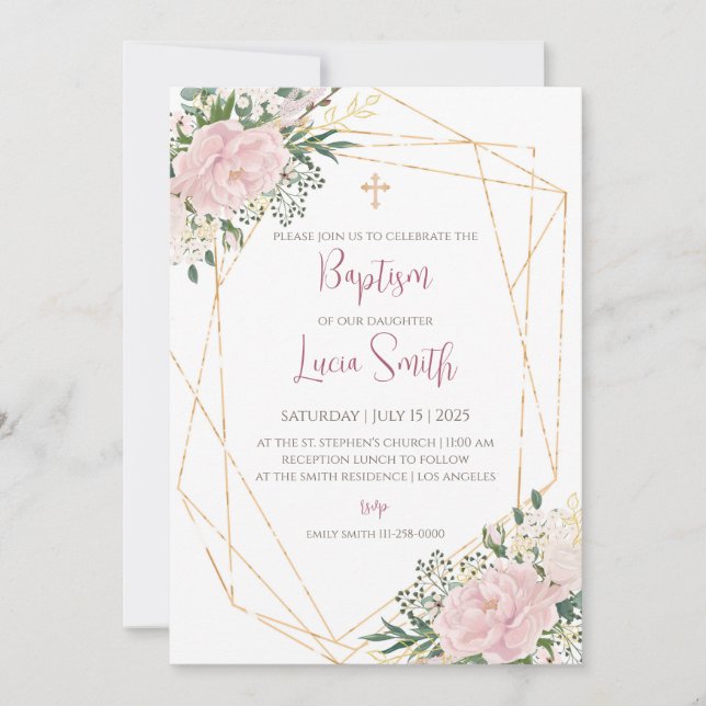 Convites de batismo de menina para convites de bat (Frente)