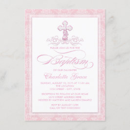 Convites de Batismo de Meninas com Cruz de Damasco