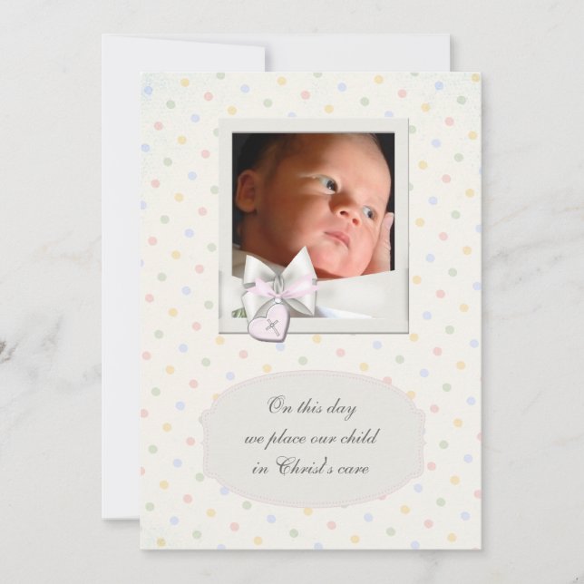 Convites de Batizado de Menina Bebê em Pastel Anti (Frente)