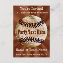 Convites de beisebol vintage mais legais, SEU TEXT
