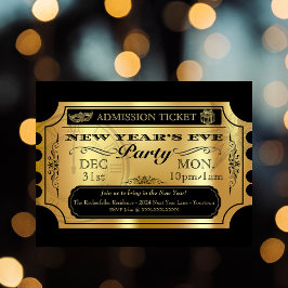 Convites de Bilhete Dourado para Festa de Ano Novo