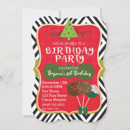 Convites de Bolo de Aniversário de NATAL Festa