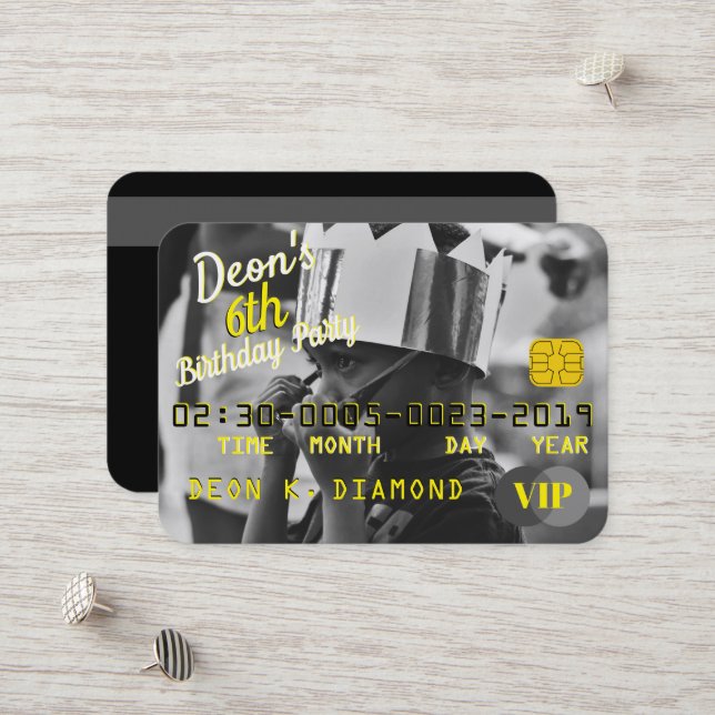 Convites de Cartão de Crédito de Aniversário VIP F (Frente/Verso In Situ)