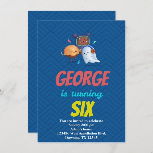 Convites de Cartoon de Fantasmas Monstros Personal (Frente/Verso)