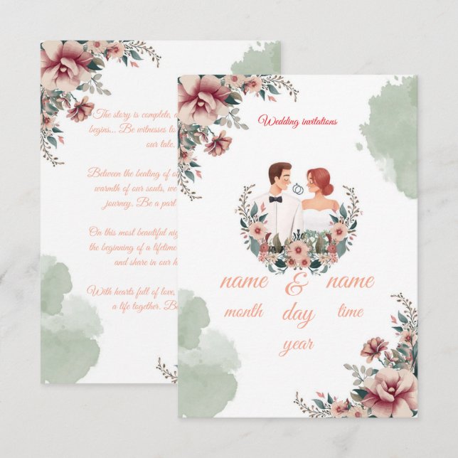 Convites de casamento (Frente/Verso)