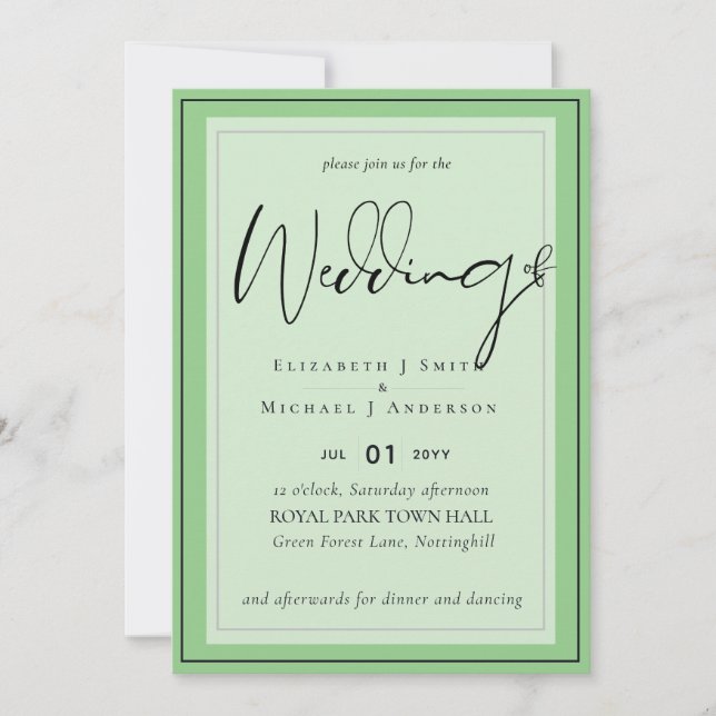 Convites de Casamento 5x7 Modern Script Overlay Or (Frente)