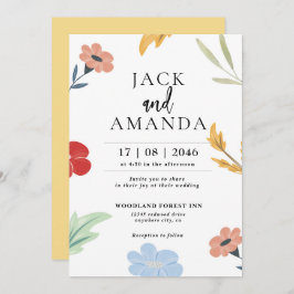 Convites de Casamento Alegre Colorido e Divertido