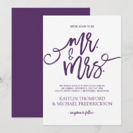 Convites de Casamento Ameixa / Roxo | Script Pince
